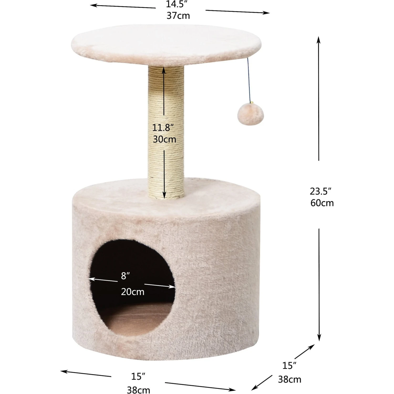 Two By Two The Birch 23.6-in Plush Cat Tree & Condo, Beige 4 Two By Two The Birch 23.6-in Plush Cat Tree & Condo, Beige - Image 2