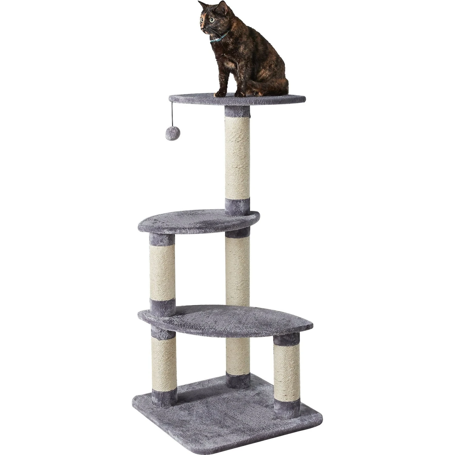 Two By Two The Cypress 41.7-in Plush Cat Tree, Grey 5 Two By Two The Cypress 41.7-in Plush Cat Tree, Grey - Image 3