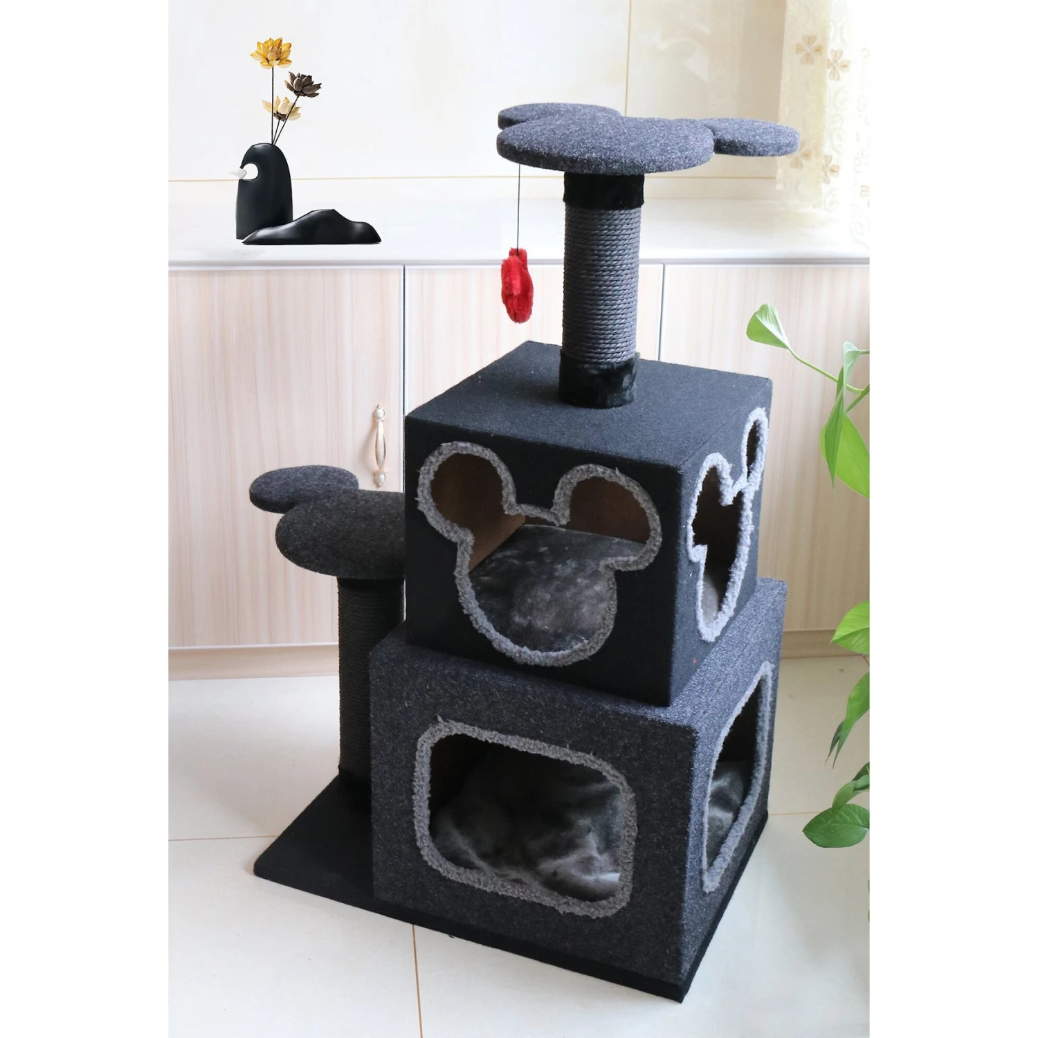 Penn-Plax Disney Cubical 39.4-in Felt Cat Tree & Condo 3 Penn-Plax Disney Cubical 39.4-in Felt Cat Tree & Condo