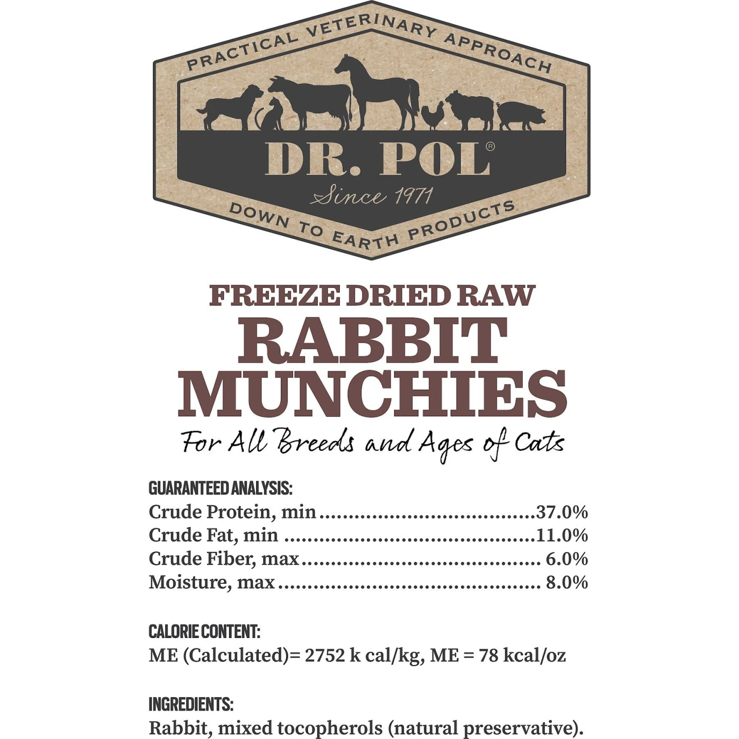 Dr. Pol Rabbit Munchies Grain-Free Freeze-Dried Raw Cat Treats, 3.5-oz Bag 4 Dr. Pol Rabbit Munchies Grain-Free Freeze-Dried Raw Cat Treats, 3.5-oz Bag - Image 2