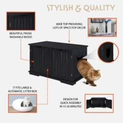 Sweet Barks Wooden Washroom Bench Cat Litter Box Enclosure -Trixie || Catit || Nature's Miracle Shop 258683 PT5. AC SS1800 V1603833727