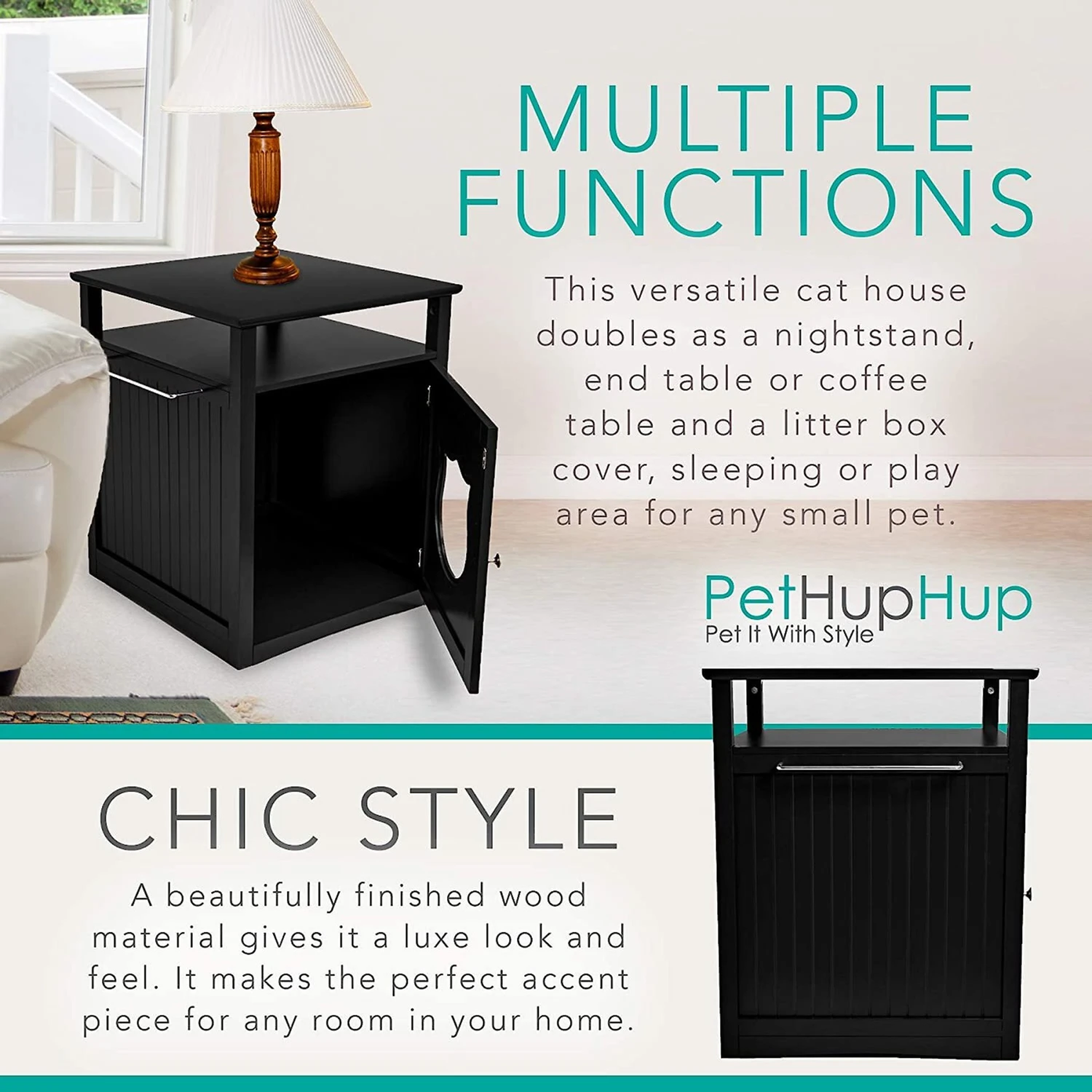 Sweet Barks Wooden Nightstand Cat Litter Box Enclosure 8 Sweet Barks Wooden Nightstand Cat Litter Box Enclosure - Image 6