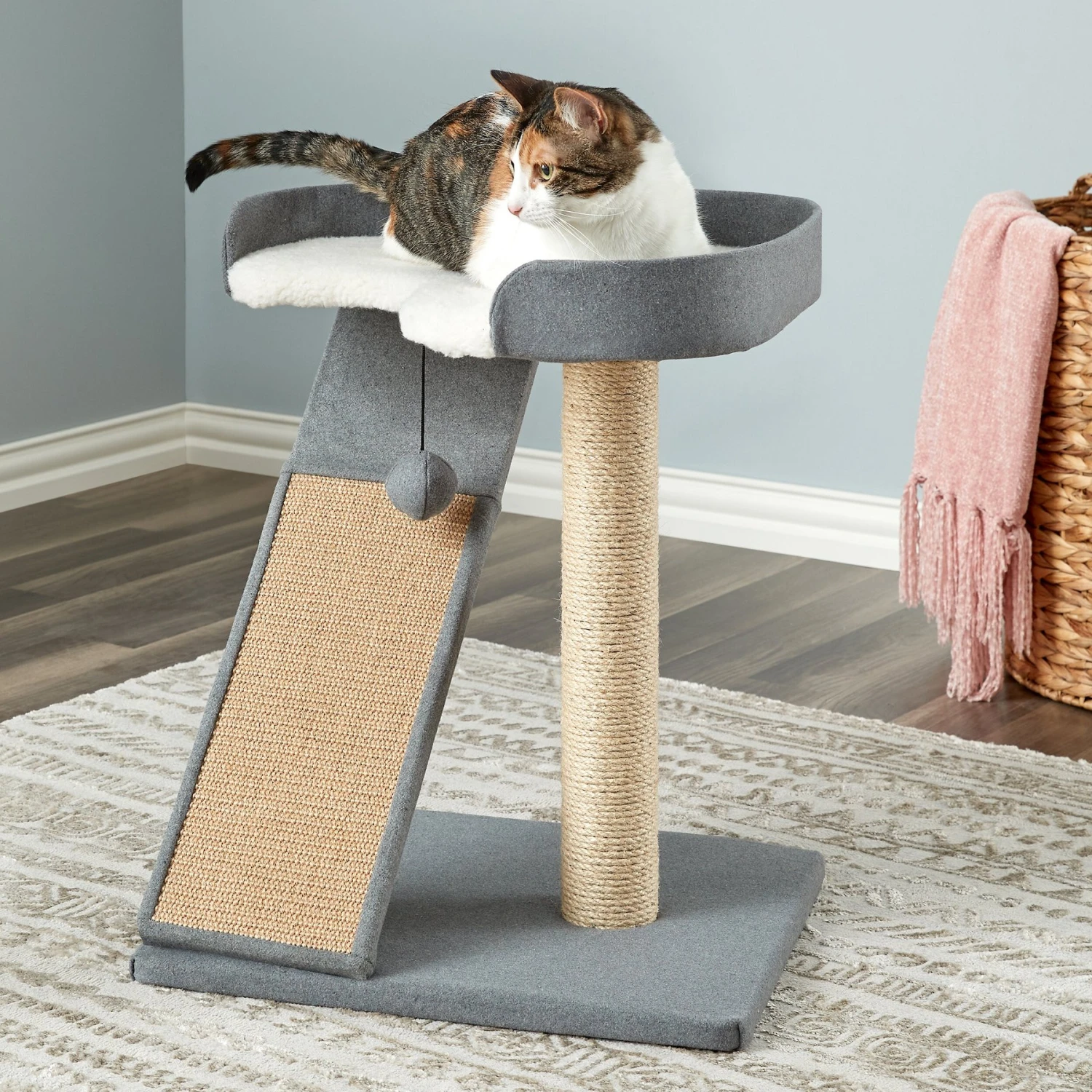 Two By Two The Bonzai Play 'N Perch 22.8-in Felt Cat Perch, Grey 3 Two By Two The Bonzai Play 'N Perch 22.8-in Felt Cat Perch, Grey