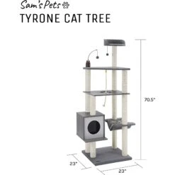 Sam's Pets Tyrone 70.5-in Cat Tree, Gray -Trixie || Catit || Nature's Miracle Shop 261874 PT8. AC SS1800 V1635095843