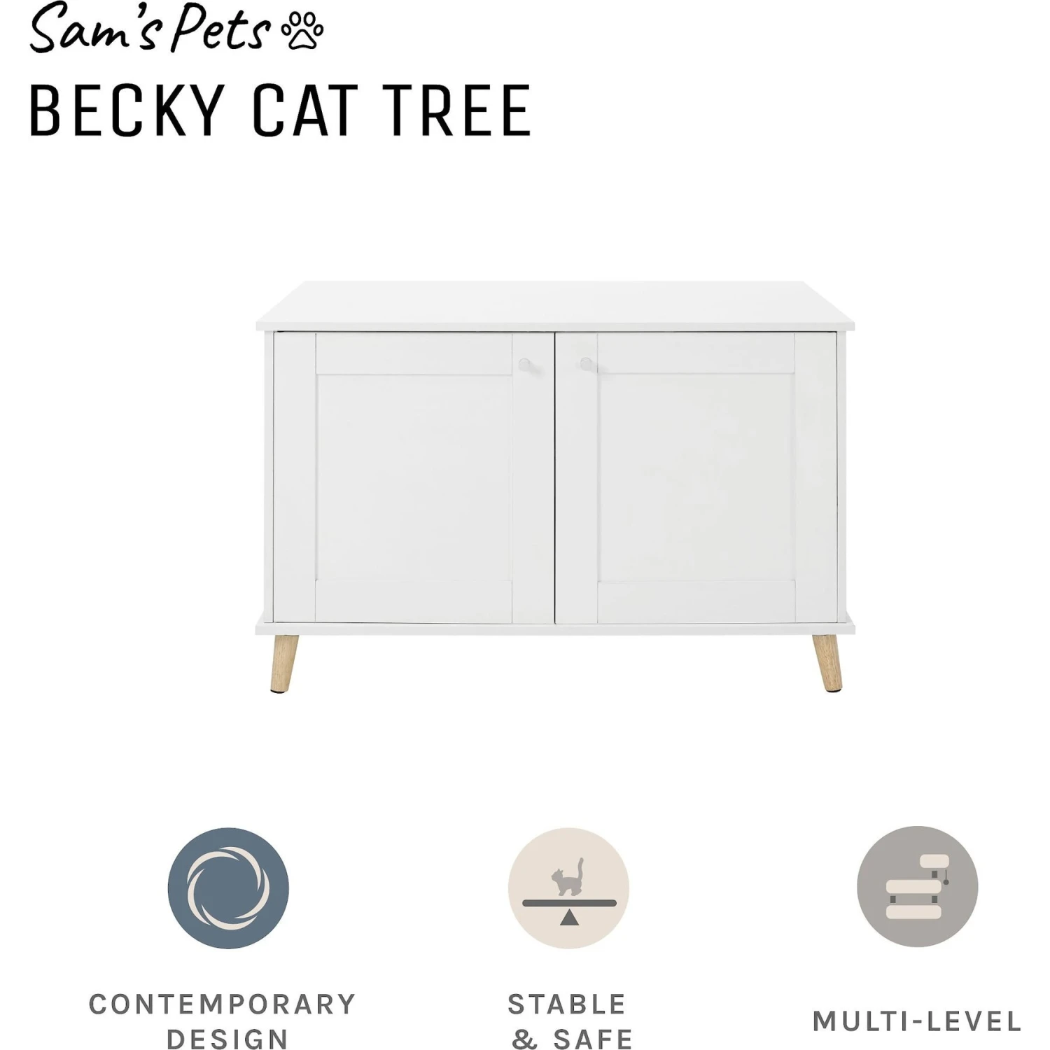 Sam's Pets Becky 24.5-in Cat Tree End Table & Litter Box Enclosure, White 5 Sam's Pets Becky 24.5-in Cat Tree End Table & Litter Box Enclosure, White - Image 3