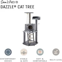Sam's Pets Dazzle 47-in Cat Scratching Tree, Gray -Trixie || Catit || Nature's Miracle Shop 261898 PT2. AC SS1800 V1635094645
