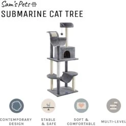 Sam's Pets Submarine 60-in Gray Hard Box Cat Tree, Gray -Trixie || Catit || Nature's Miracle Shop 261902 PT2. AC SS1800 V1635094580