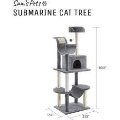 Sam's Pets Submarine 60-in Gray Hard Box Cat Tree, Gray -Trixie || Catit || Nature's Miracle Shop 261902 PT8. AC SS1800 V1635014776