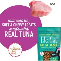 Tiki Cat Soft & Chewy Tuna Flavor Grain-Free Cat Treats, 2-oz Pouch -Trixie || Catit || Nature's Miracle Shop 262241 PT3. AC SS1800 V1635540415