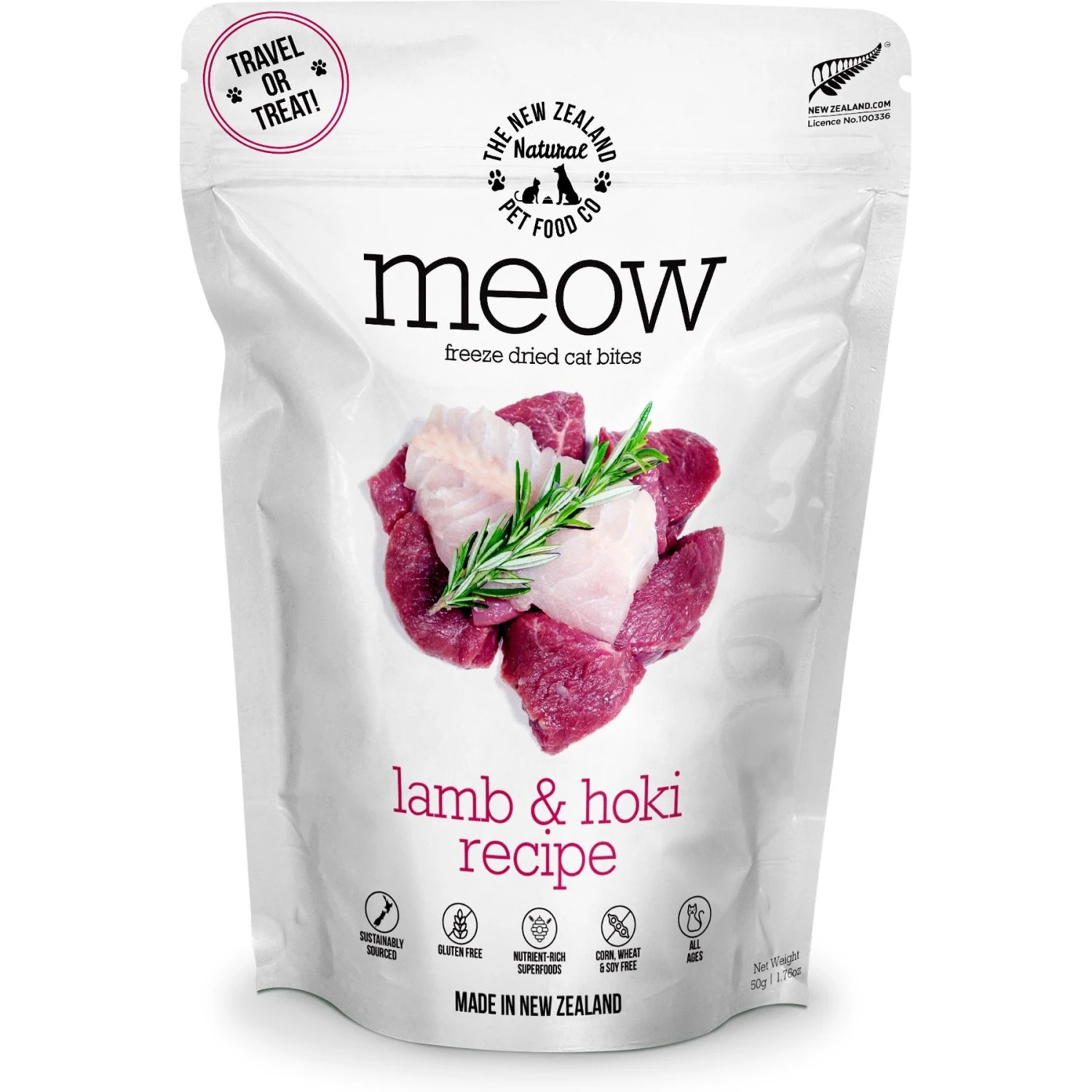 The New Zealand Natural Pet Food Co. Meow Lamb & Hoki Grain-Free Freeze-Dried Cat Treats, 1.76-oz Bag 3 The New Zealand Natural Pet Food Co. Meow Lamb & Hoki Grain-Free Freeze-Dried Cat Treats, 1.76-oz Bag