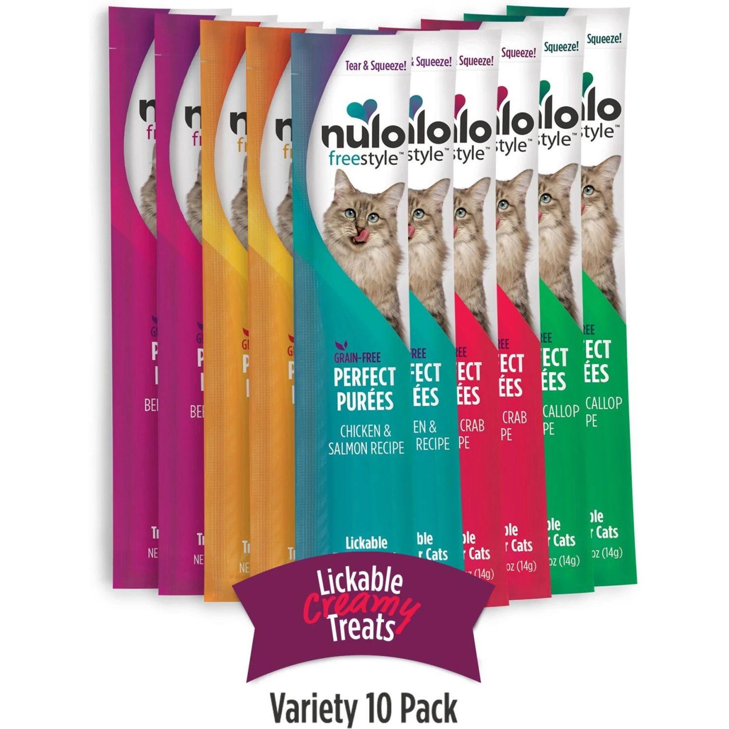 Nulo Freestyle Perfect Purees Variety Pack Grain-Free Lickable Cat Treats 5 Nulo Freestyle Perfect Purees Variety Pack Grain-Free Lickable Cat Treats - Image 3