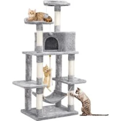 Yaheetech 58-in Plush Cat Tree & Condo, Light Gray -Trixie || Catit || Nature's Miracle Shop 266562 PT1. AC SS1800 V1669908464