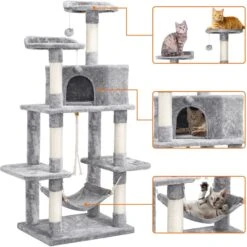 Yaheetech 58-in Plush Cat Tree & Condo, Light Gray -Trixie || Catit || Nature's Miracle Shop 266562 PT3. AC SS1800 V1669909136