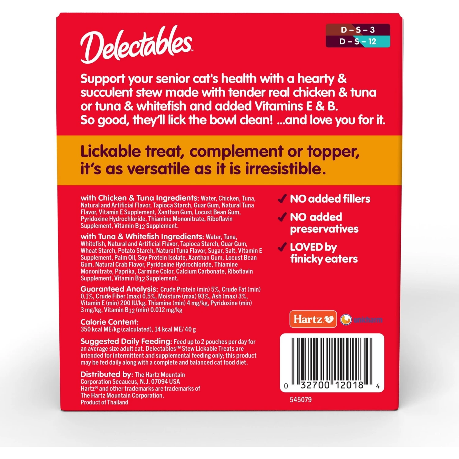 Hartz Delectables Senior Stew Variety Pack Lickable Cat Treats, 1.4-oz Pouch, Case Of 12 5 Hartz Delectables Senior Stew Variety Pack Lickable Cat Treats, 1.4-oz Pouch, Case Of 12 - Image 3