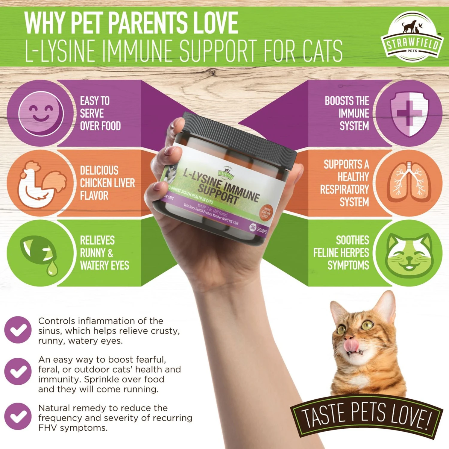 Strawfield Pets Super Chews With Probiotics, Lysine, Salmon Oil & Catnip Soft Chews Cat Supplement, 120 Count 6 Strawfield Pets Super Chews With Probiotics, Lysine, Salmon Oil & Catnip Soft Chews Cat Supplement, 120 Count - Image 4