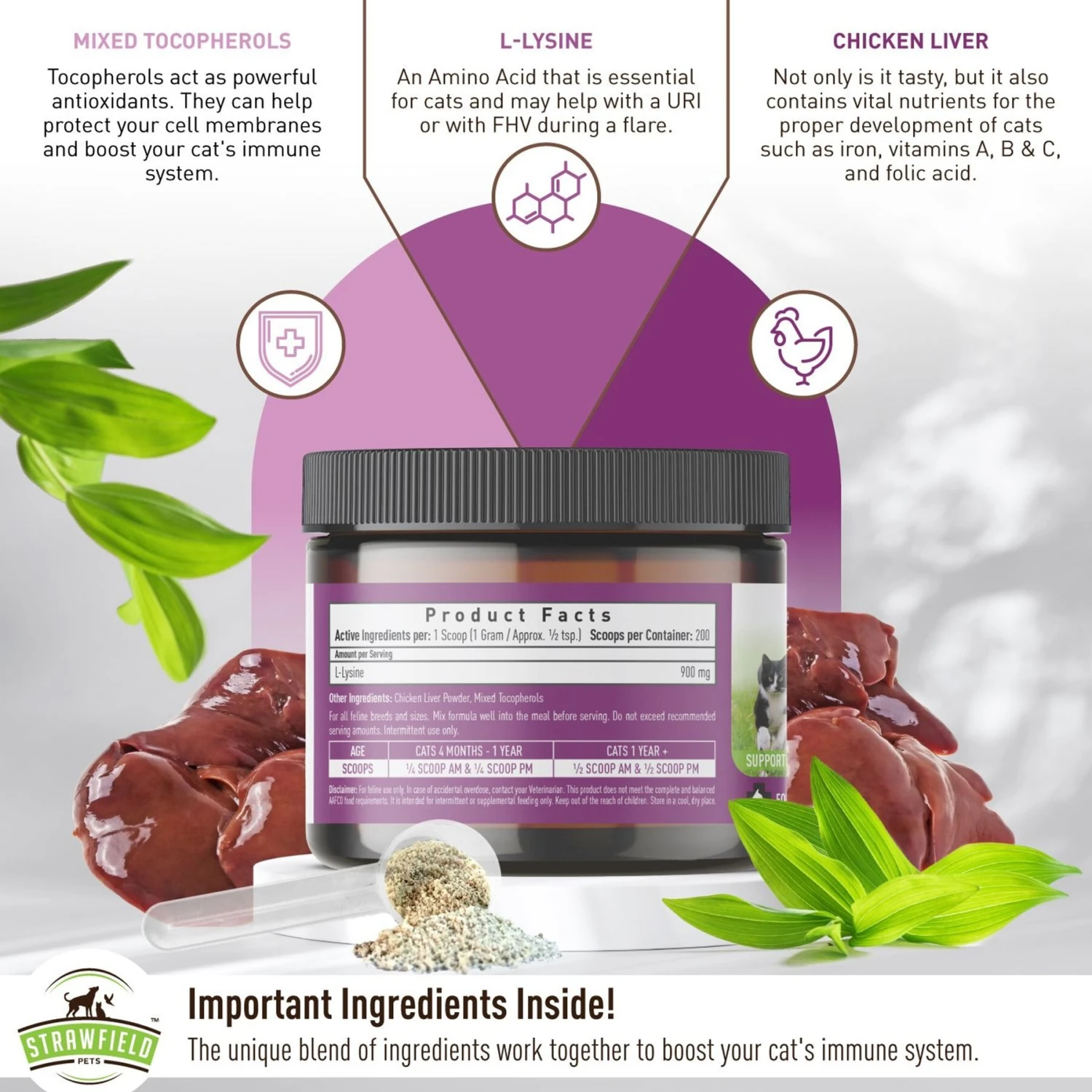 Strawfield Pets Super Chews With Probiotics, Lysine, Salmon Oil & Catnip Soft Chews Cat Supplement, 120 Count 7 Strawfield Pets Super Chews With Probiotics, Lysine, Salmon Oil & Catnip Soft Chews Cat Supplement, 120 Count - Image 5