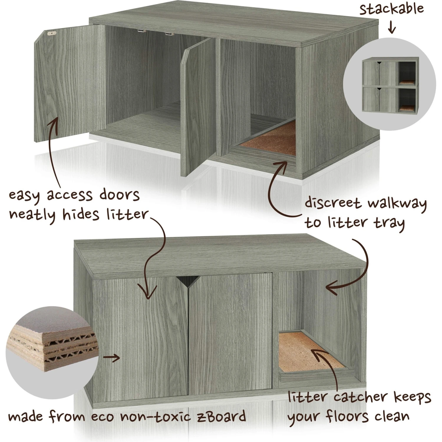 Way Basics ZBoard Paperboard Modern Enclosed Cat Litter Box 6 Way Basics ZBoard Paperboard Modern Enclosed Cat Litter Box - Image 4