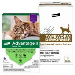 Advantage II Flea Spot Treatment For Cats, Over 9 Lbs & Elanco Dewormer For Tapeworms For Cats