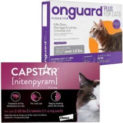 Capstar Flea Oral Treatment For Cats, 2-25 Lbs & Onguard Plus Flea & Tick Spot Treatment For Cats, Over 1.5 Lbs