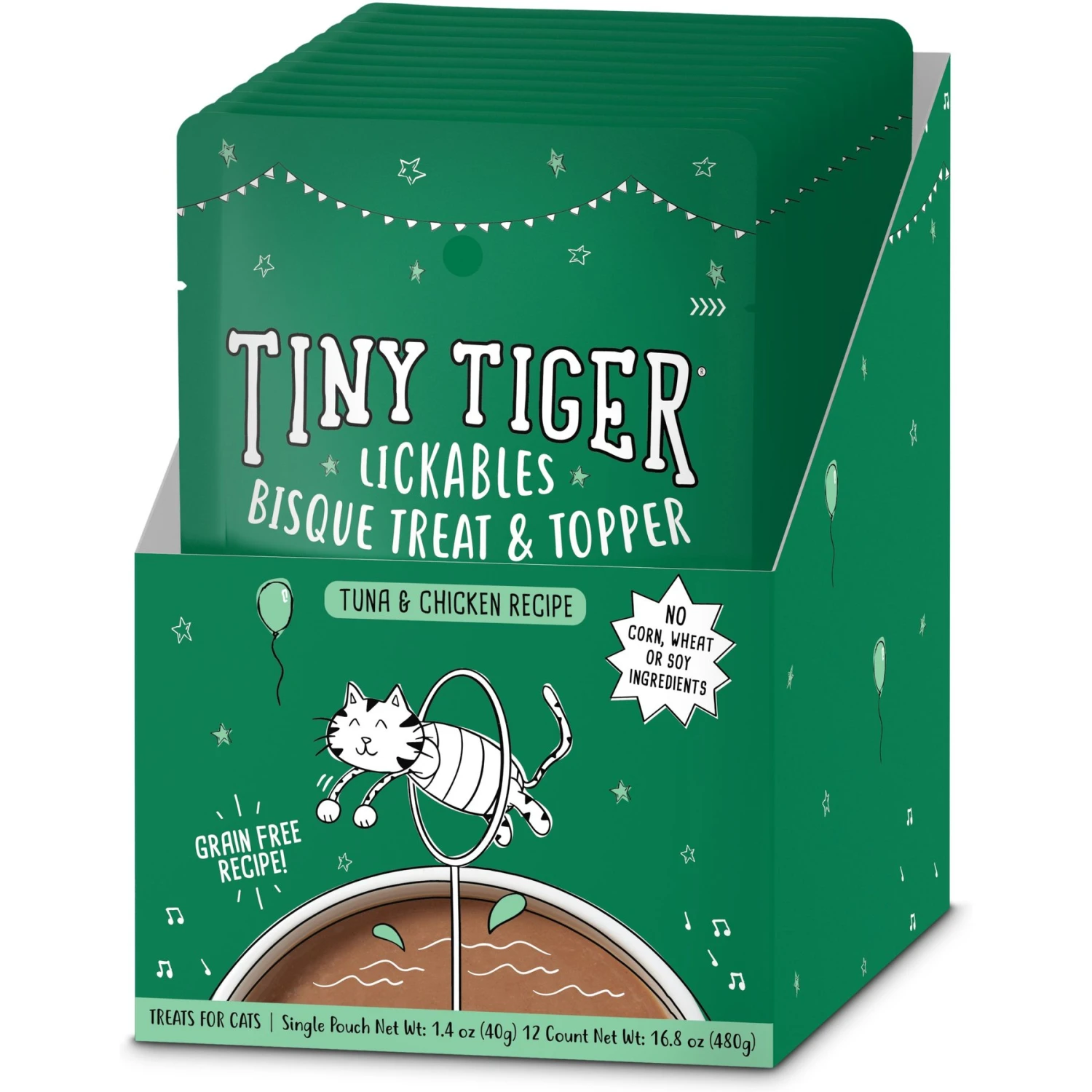 Tiny Tiger Lickables, Tuna & Chicken Recipe, Bisque Cat Treat & Topper 3 Tiny Tiger Lickables, Tuna & Chicken Recipe, Bisque Cat Treat & Topper