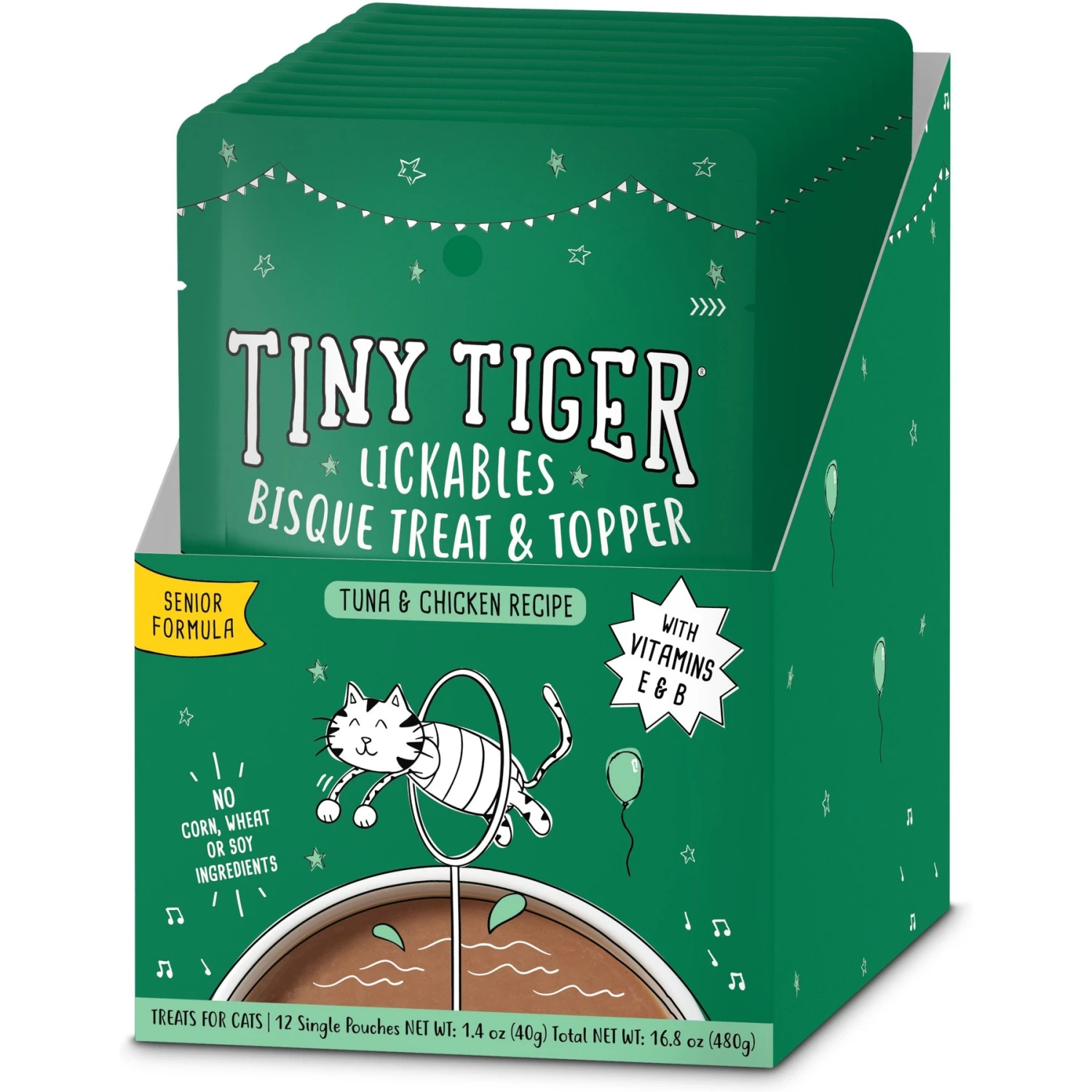 Tiny Tiger Lickables, Senior Formula, Tuna & Chicken Recipe, Bisque Cat Treat & Topper 3 Tiny Tiger Lickables, Senior Formula, Tuna & Chicken Recipe, Bisque Cat Treat & Topper