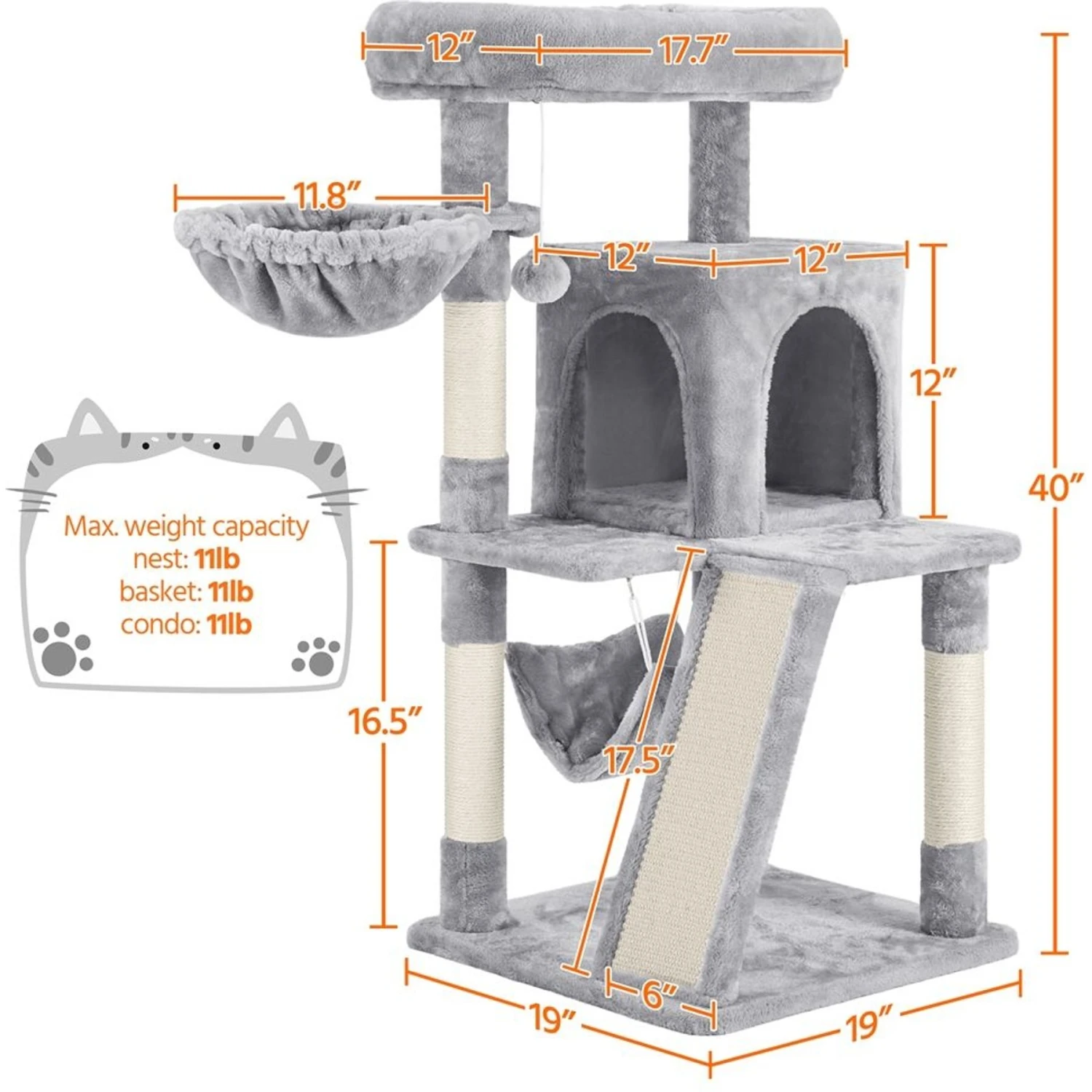 Yaheetech 40-in Cat Tower With Condo 5 Yaheetech 40-in Cat Tower With Condo - Image 3