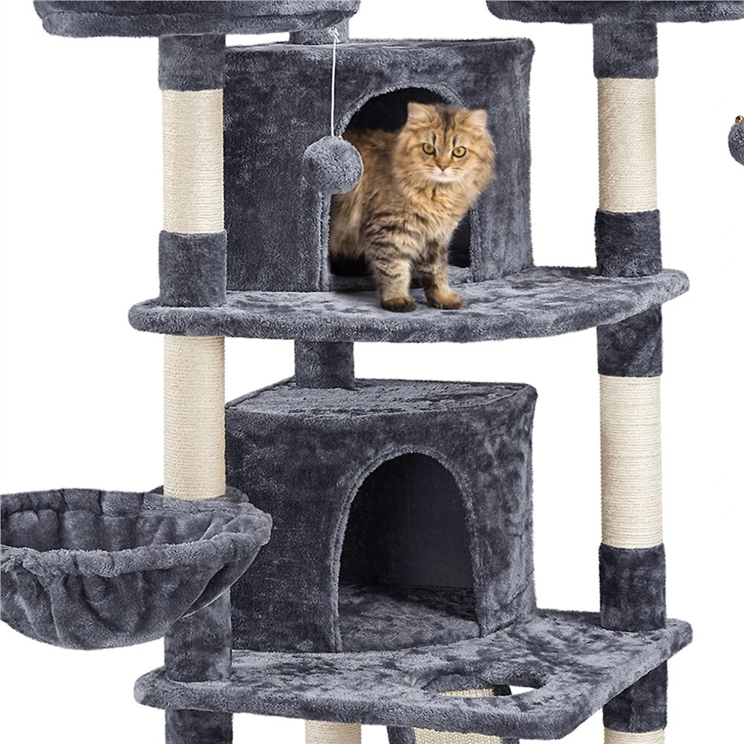 Yaheetech 68.5-in Plush Cat Tower, Dark Gray 7 Yaheetech 68.5-in Plush Cat Tower, Dark Gray - Image 5