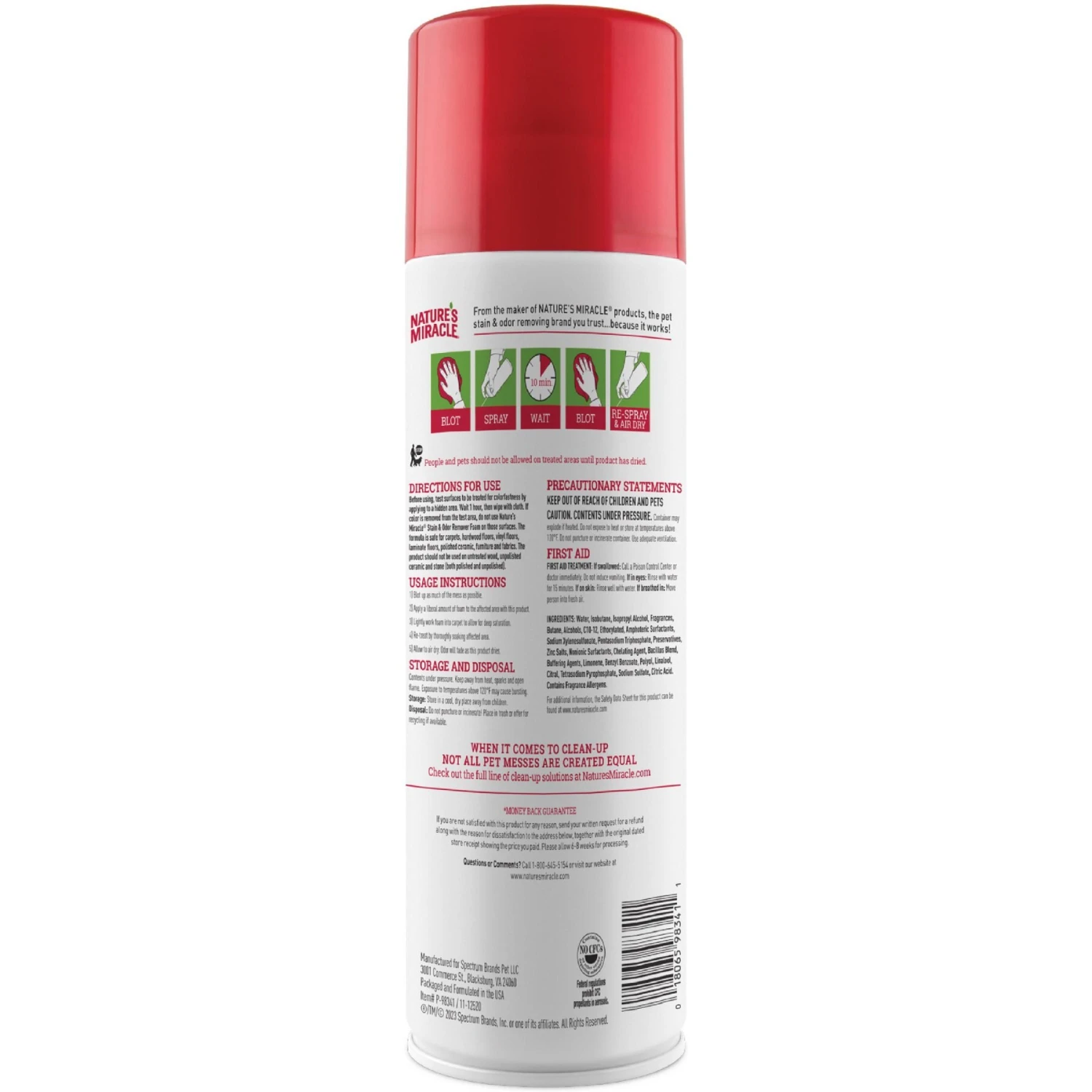 Nature's Miracle Advanced Cat Enzymatic Stain Remover & Odor Eliminator Foam, 17.5-oz Bottle 4 Nature's Miracle Advanced Cat Enzymatic Stain Remover & Odor Eliminator Foam, 17.5-oz Bottle - Image 2