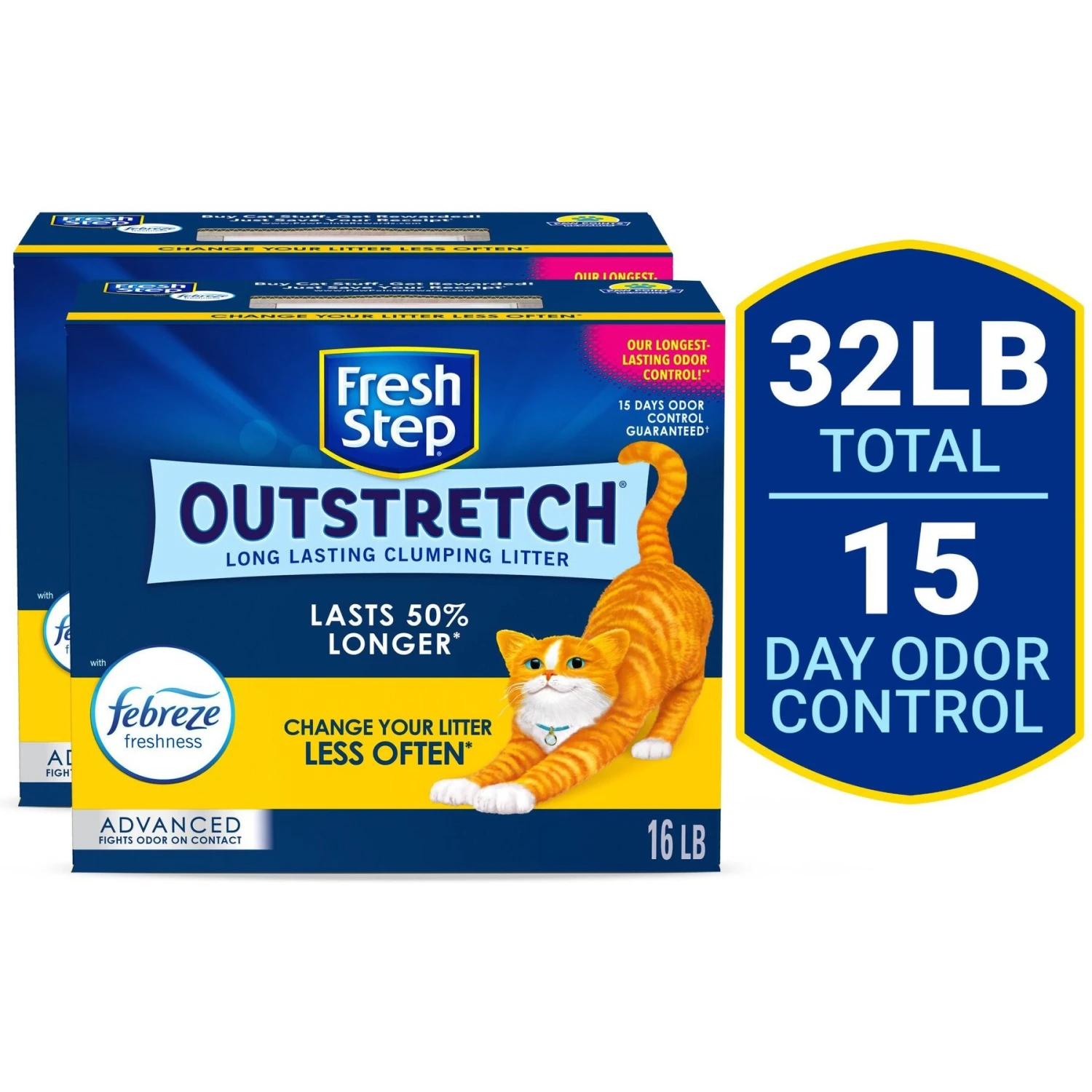 Fresh Step Outstretch Advanced Concentrated Febreze Freshness Scented Clumping Clay Cat Litter 3 Fresh Step Outstretch Advanced Concentrated Febreze Freshness Scented Clumping Clay Cat Litter
