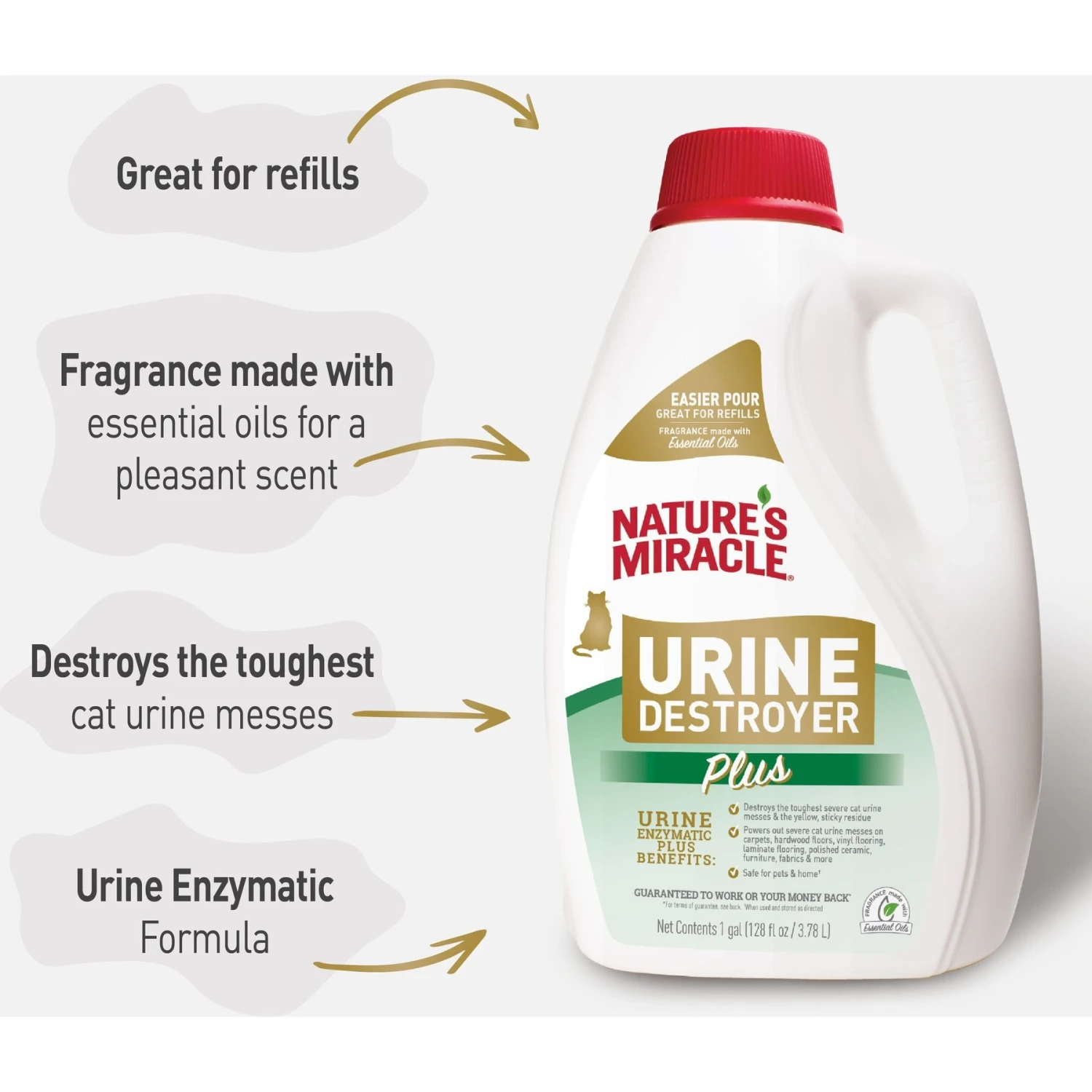 Nature's Miracle Cat Urine Destroyer Plus Enzymatic Formula Stain Remover Refill, 1-gal Bottle 6 Nature's Miracle Cat Urine Destroyer Plus Enzymatic Formula Stain Remover Refill, 1-gal Bottle - Image 4