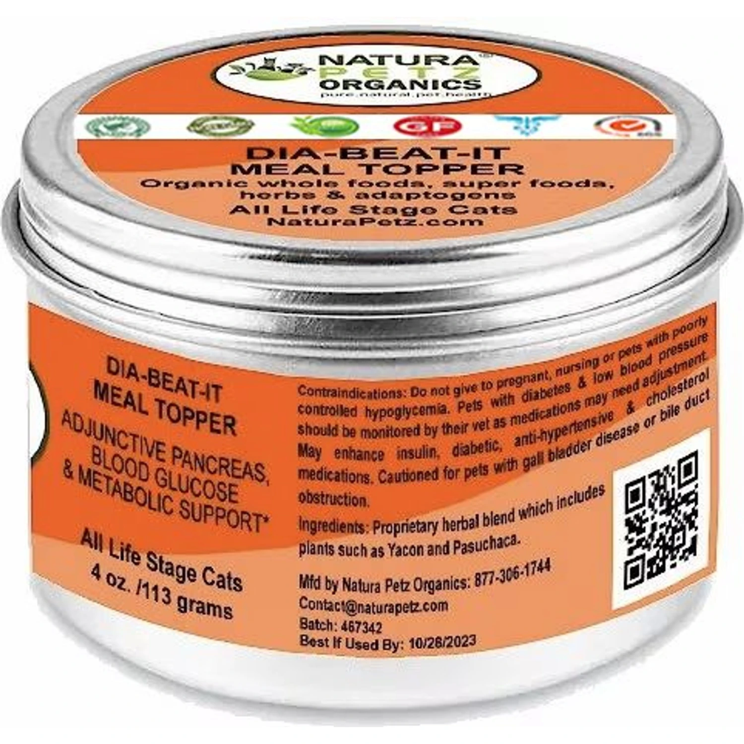 Natura Petz Organics Dia-Beat-It Cat Supplement, 4-oz Jar 6 Natura Petz Organics Dia-Beat-It Cat Supplement, 4-oz Jar - Image 4