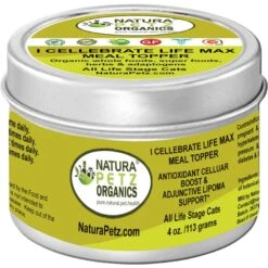 Natura Petz Organics I CELLEBRATE LIFE MAX MEAL TOPPER- Antioxidant Cellular Boost + Adjunctive Lipoma Support* Cat Supplement