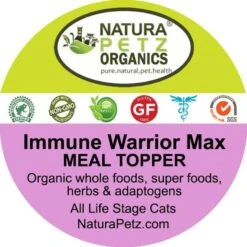 Natura Petz Organics IMMUNE WARRIOR MAX MEAL TOPPER* MASTER BLEND Immune Regulator & Anti-Inflammatory Support* Cat Supplement -Trixie || Catit || Nature's Miracle Shop 314175 PT3. AC SS1800 V1695084046