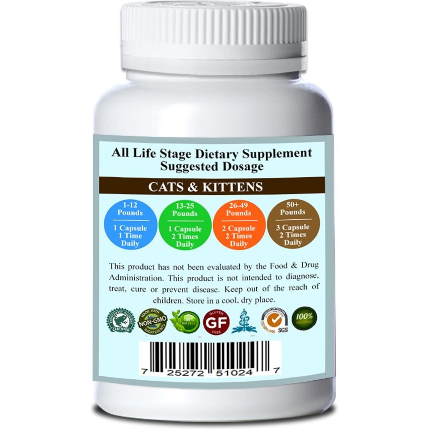 Natura Petz Organics Tummy Gladiator Cat Supplement, 150 Count 4 Natura Petz Organics Tummy Gladiator Cat Supplement, 150 Count - Image 2