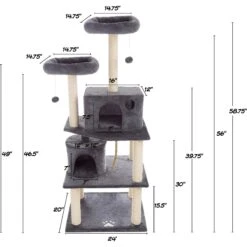 Pet Adobe 5-Tier 58.5-in Cat Tree & Condo -Trixie || Catit || Nature's Miracle Shop 314985 PT1. AC SS1800 V1626394020