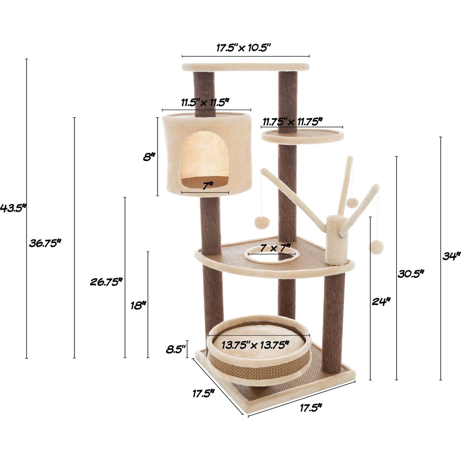 Pet Adobe 6-Tier 43.5-in Cat Tree & Condo 4 Pet Adobe 6-Tier 43.5-in Cat Tree & Condo - Image 2