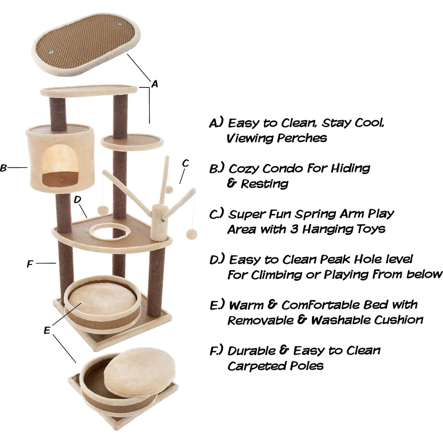 Pet Adobe 6-Tier 43.5-in Cat Tree & Condo 5 Pet Adobe 6-Tier 43.5-in Cat Tree & Condo - Image 3