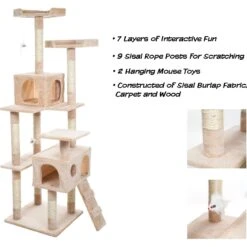 Pet Adobe Multi-Level 66.3-in Cat Tree & Condo -Trixie || Catit || Nature's Miracle Shop 315012 PT2. AC SS1800 V1626385920