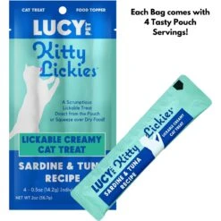 Lucy Pet Products Kitty Lickies Sardine & Tuna Recipe Grain-Free Lickable Cat Treat, 0.5-oz Tube, 4 Count -Trixie || Catit || Nature's Miracle Shop 315377 PT2. AC SS1800 V1626731176