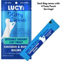 Lucy Pet Products Kitty Lickies Chicken & Duck Recipe Grain-Free Lickable Cat Treat, 0.5-oz Tube, 4 Count -Trixie || Catit || Nature's Miracle Shop 315381 PT2. AC SS1800 V1626733583