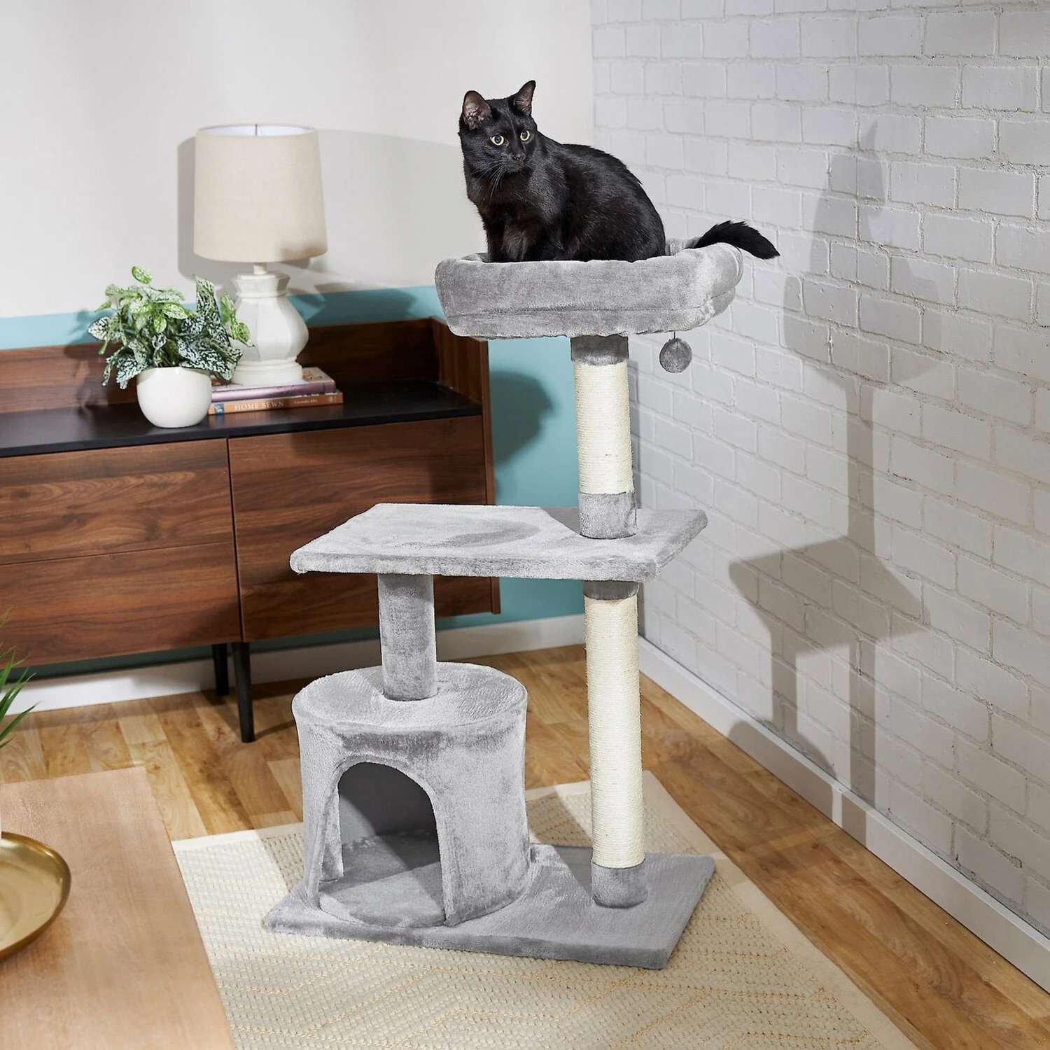 Frisco 61-in Faux Fur Cat Tree & Condo & Frisco 38-in Cat Tree With Condo, Top Perch & Toy 11 Frisco 61-in Faux Fur Cat Tree & Condo & Frisco 38-in Cat Tree With Condo, Top Perch & Toy - Image 9