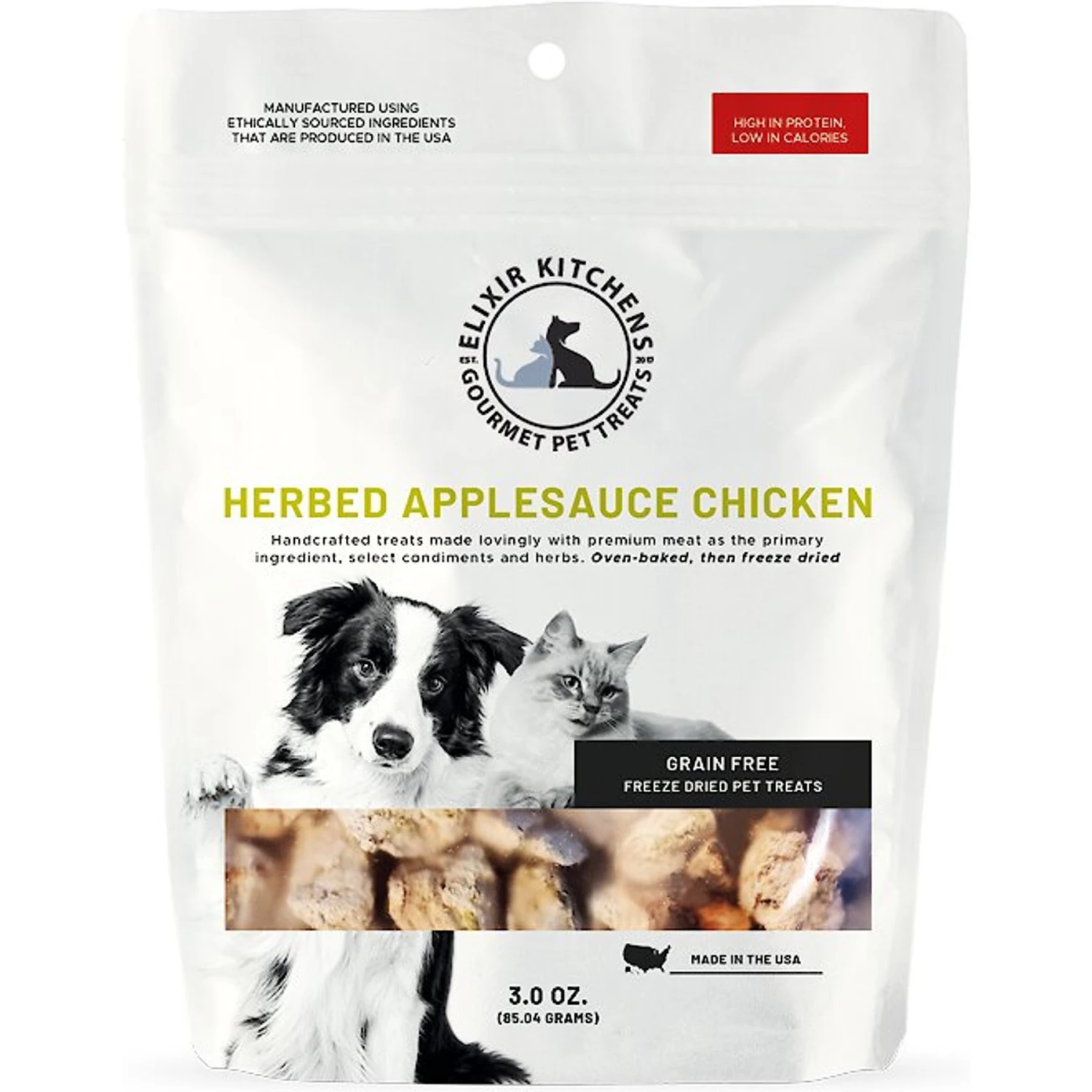 Elixir Kitchens Herbed Applesauce Chicken Freeze-Dried Dog & Cat Treats, 3-oz Bag 3 Elixir Kitchens Herbed Applesauce Chicken Freeze-Dried Dog & Cat Treats, 3-oz Bag