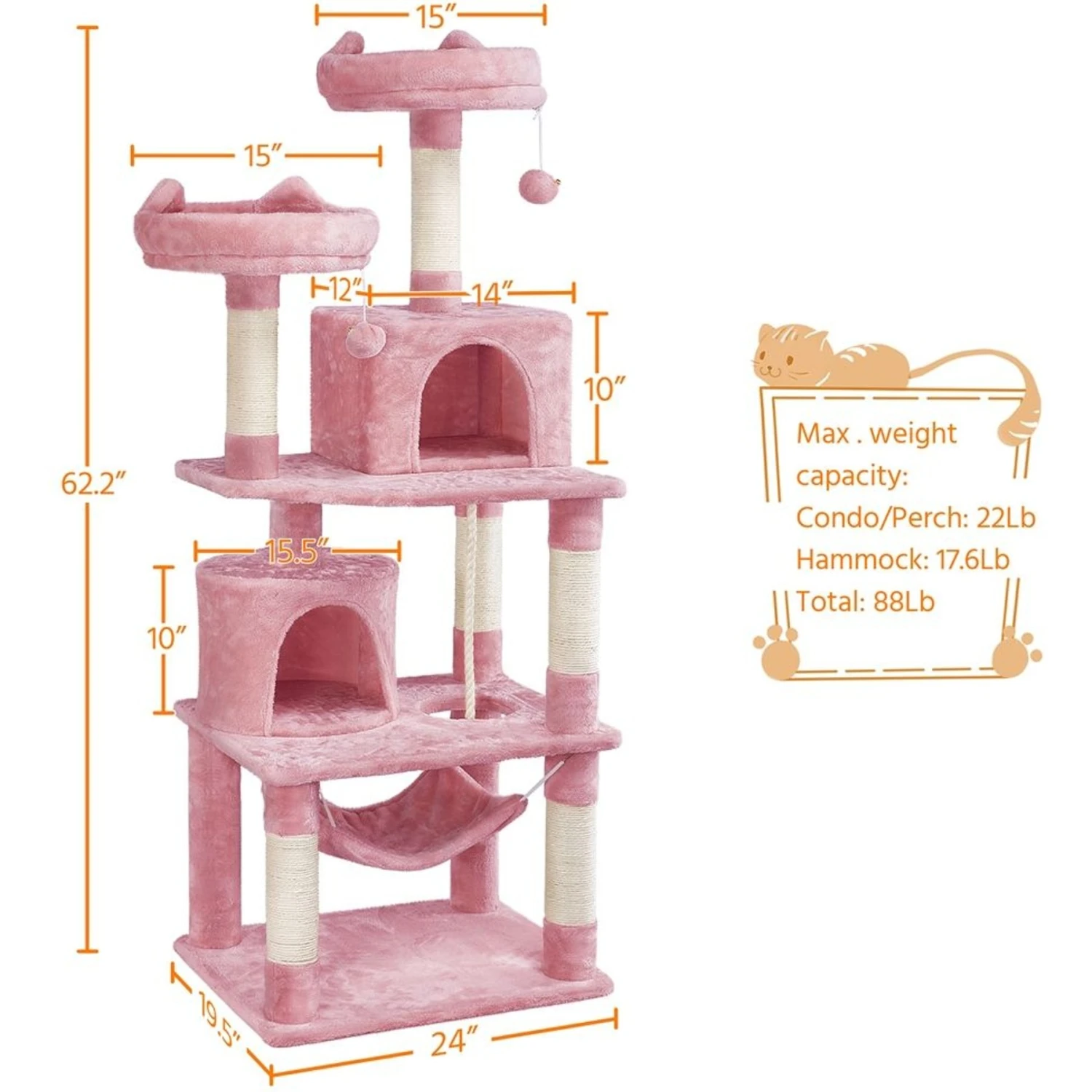 Yaheetech 62.2-in Multi-Level Cat Tree 4 Yaheetech 62.2-in Multi-Level Cat Tree - Image 2