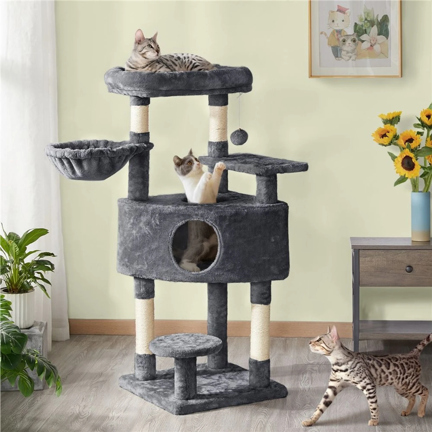 Yaheetech Activity Tower Basic 46-in Cat Tree 3 Yaheetech Activity Tower Basic 46-in Cat Tree