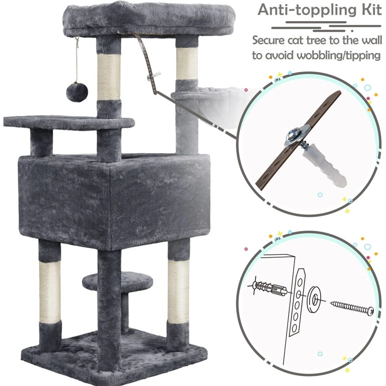Yaheetech Activity Tower Basic 46-in Cat Tree 10 Yaheetech Activity Tower Basic 46-in Cat Tree - Image 8