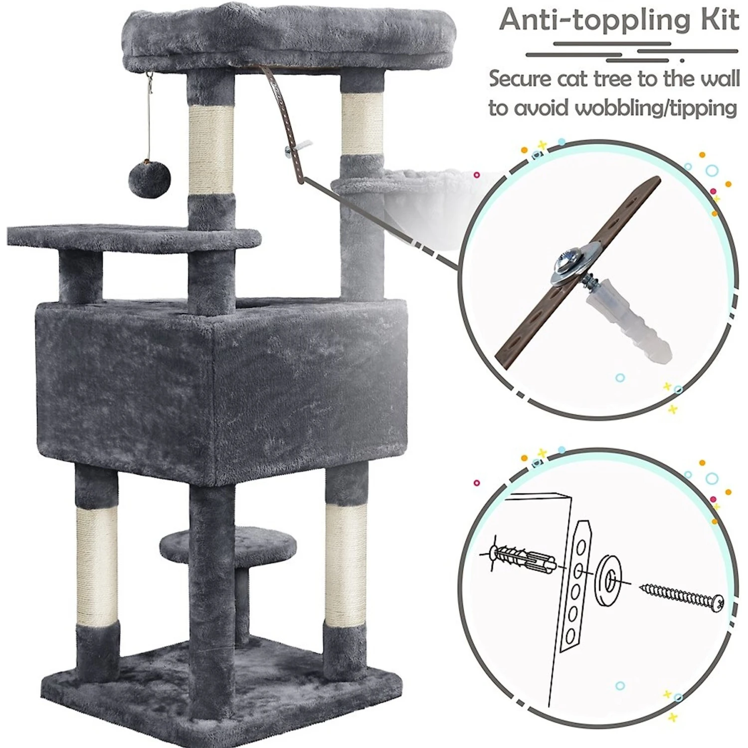 Yaheetech Activity Tower Basic 46-in Cat Tree 11 Yaheetech Activity Tower Basic 46-in Cat Tree - Image 9