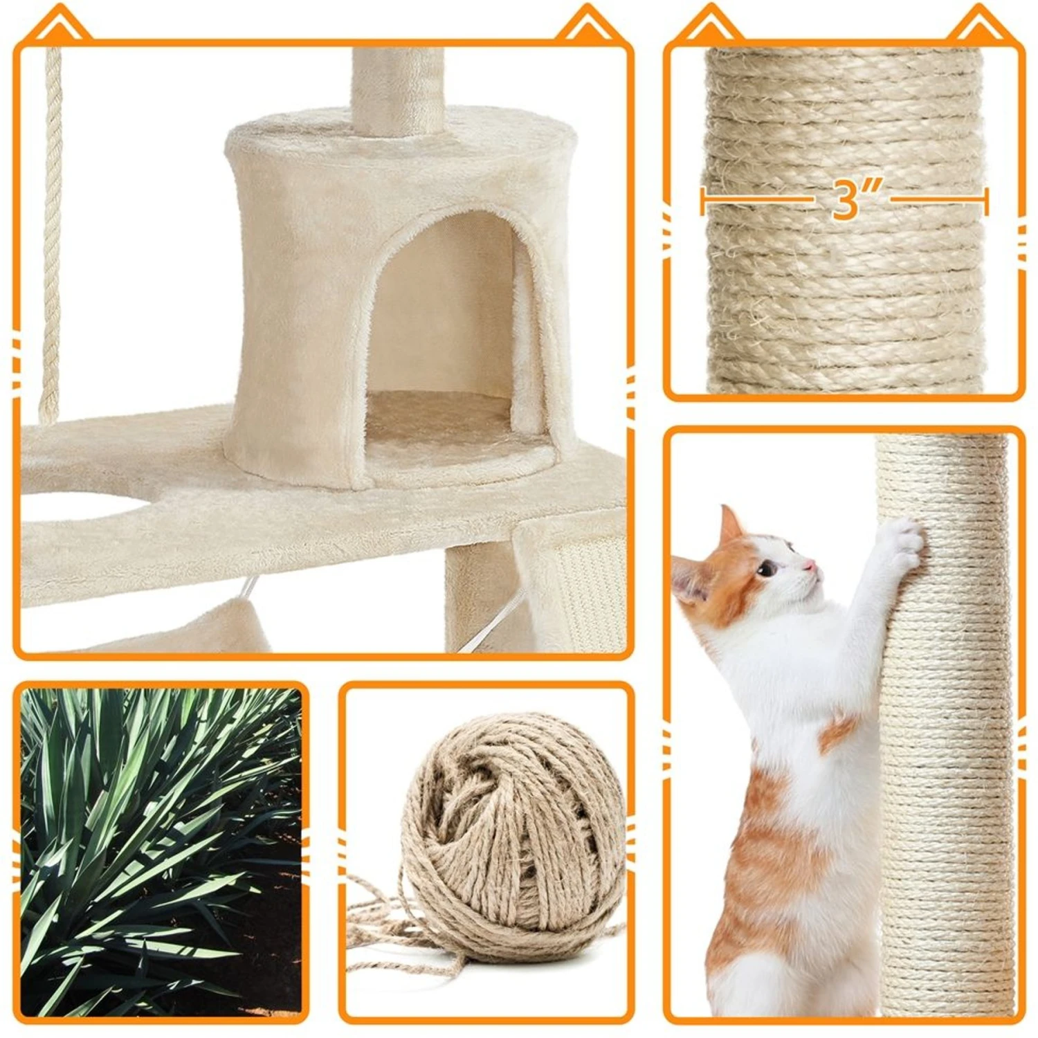 Yaheetech 63.5-in Plush Cat Tree & Condo 9 Yaheetech 63.5-in Plush Cat Tree & Condo - Image 7
