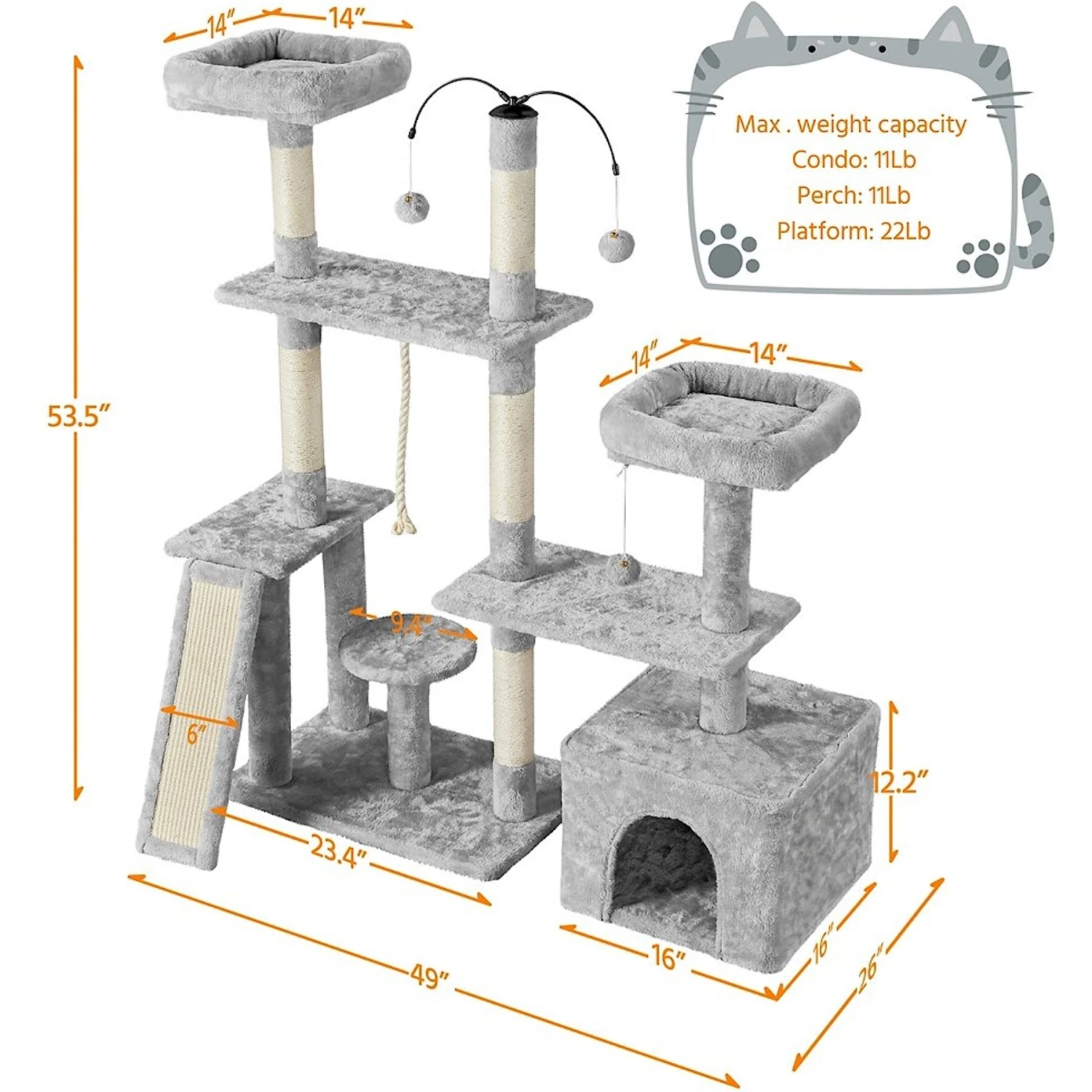 Yaheetech Activity Town 53.5-in Plush Cat Tree 5 Yaheetech Activity Town 53.5-in Plush Cat Tree - Image 3