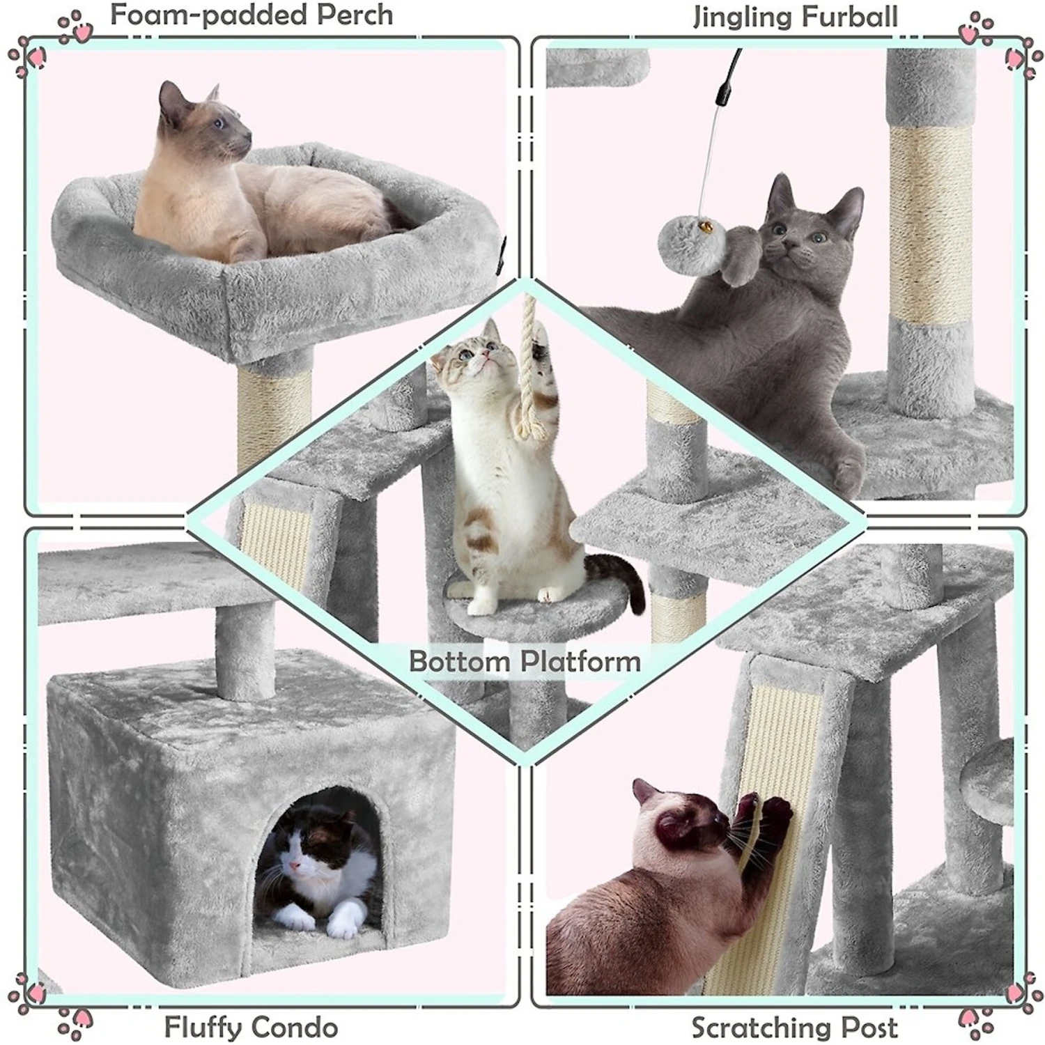 Yaheetech Activity Town 53.5-in Plush Cat Tree 7 Yaheetech Activity Town 53.5-in Plush Cat Tree - Image 5