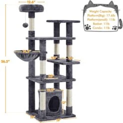 Yaheetech 56.5-in Multilevel Cat Tree 13 Yaheetech 56.5-in Multilevel Cat Tree -Trixie || Catit || Nature's Miracle Shop 325712 PT2. AC SS1800 V1662668205